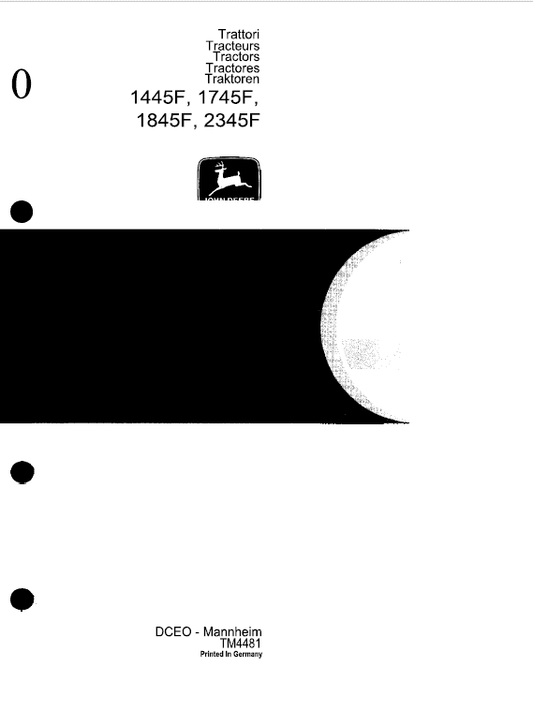 John Deere 1445F, 1745F, 1845F, 2345F Tractors Repair Technical Manual Workshop Guide