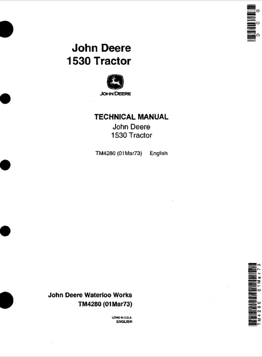 John Deere 1530 Tractor Repair Technical Manual Workshop Guide