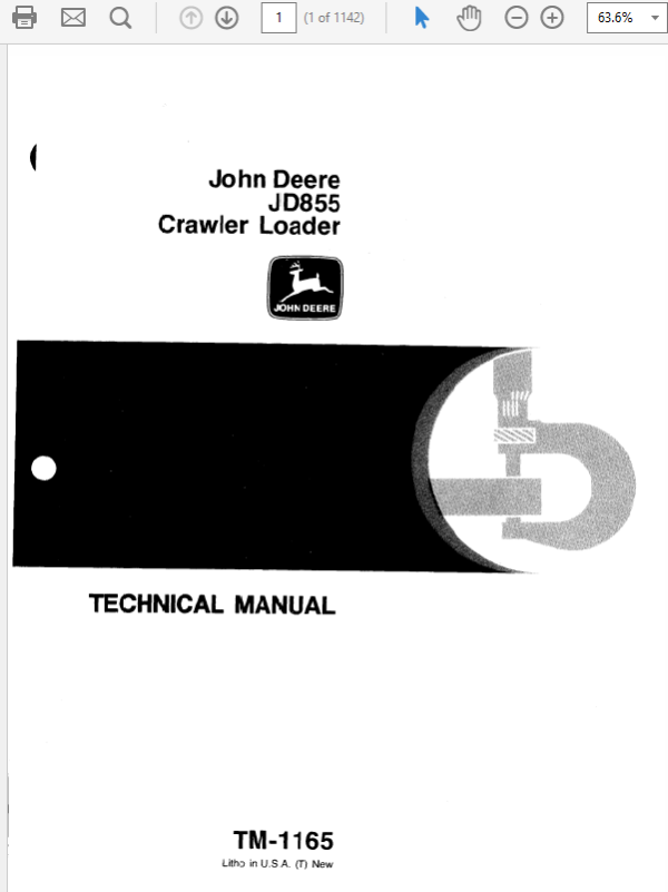 John Deere 855 Crawler Loader Repair Technical Manual (TM1165) Workshop Guide