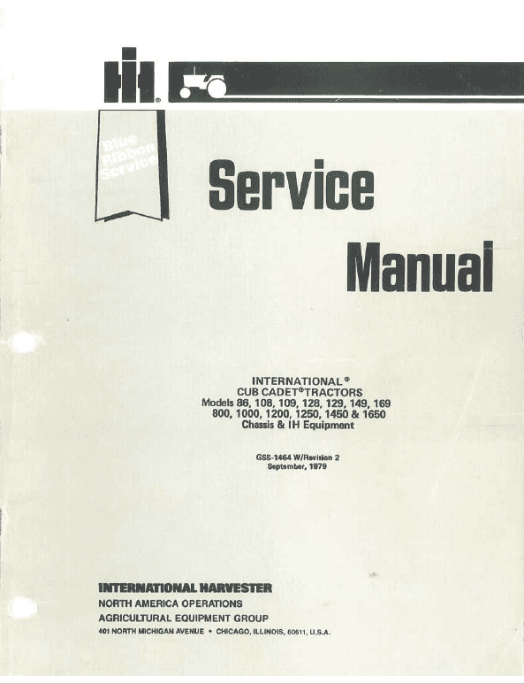 Cub Cadet 800, 1000, 1200, 1250, 1450 and 1650 Service Manual Workshop Guide