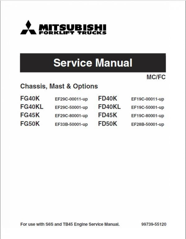 Mitsubishi FD40K, FD40KL, FD45K, FD50K Forklift Service Manual