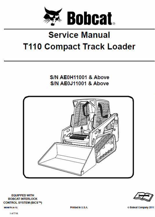 Bobcat T110 Compact Loader Service Manual Workshop Guide