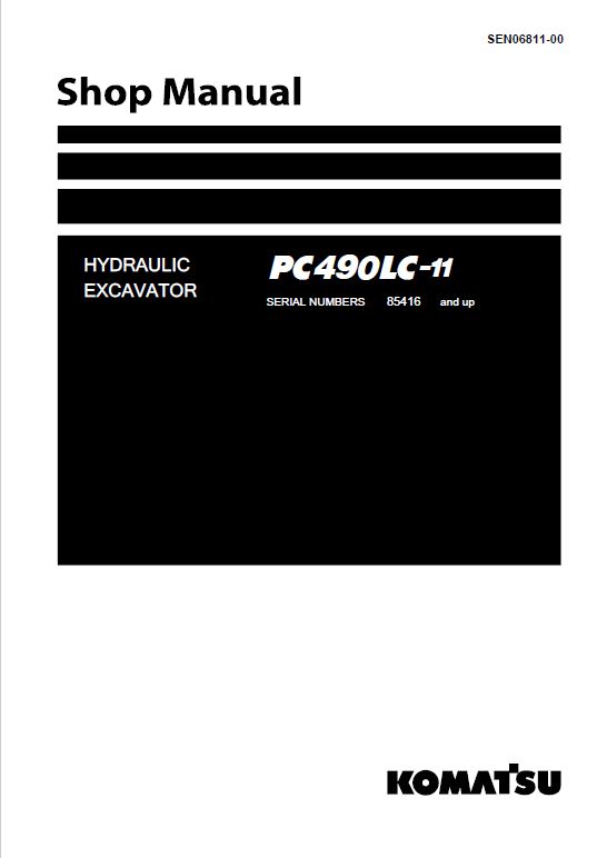 Komatsu PC490LC-11 Excavator Repair Service Manual Workshop Guide