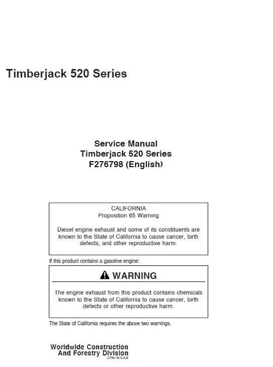 Timberjack 520 Series Skidders Service Repair Manual Workshop Guide