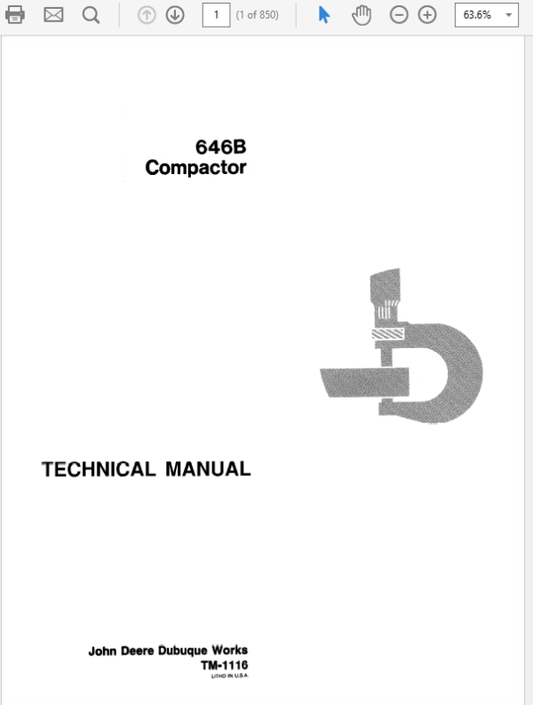 John Deere 646B Compactor Repair Technical Manual (TM1116) Workshop Guide