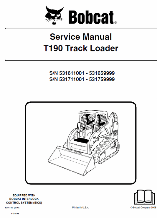 Bobcat T190 Loader Service Manual Workshop Guide