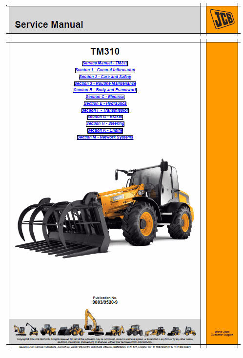 JCB TM310 Wheeled Loader Shovel Service Manual Workshop Guide