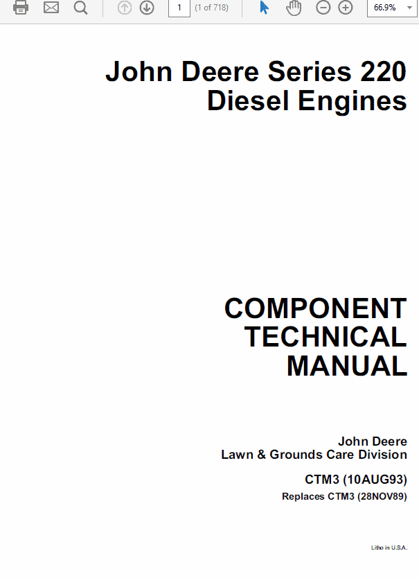John Deere 220 Diesel Engines Repair Technical Manual (CTM3) Workshop Guide