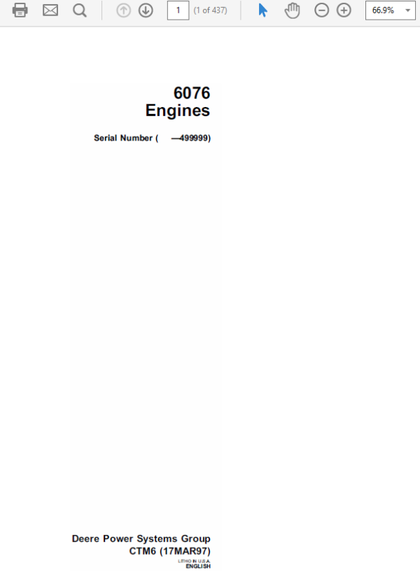 John Deere 6076 Engines Repair Technical Manual (CTM6) Workshop Guide