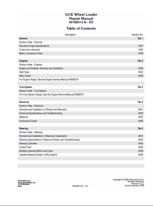 Case 521E Loader Service Manual Workshop Guide