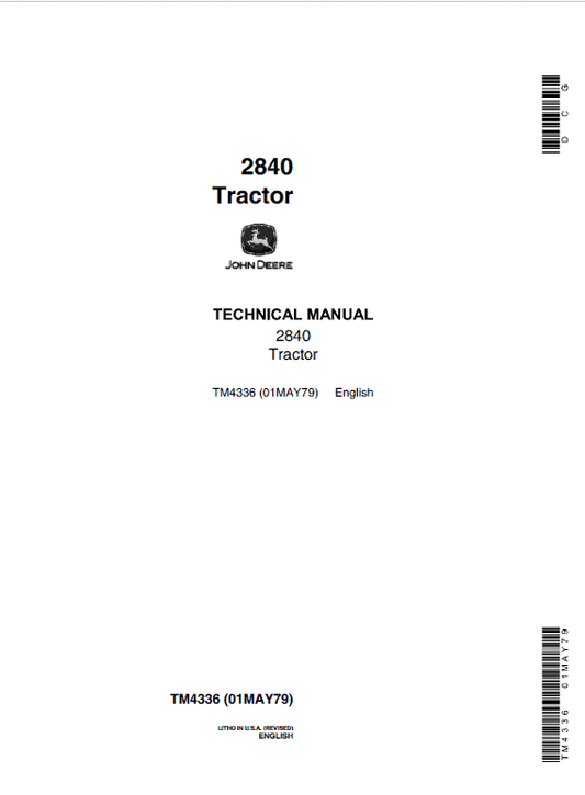 John Deere 2840 Tractor Repair Technical Manual Workshop Guide