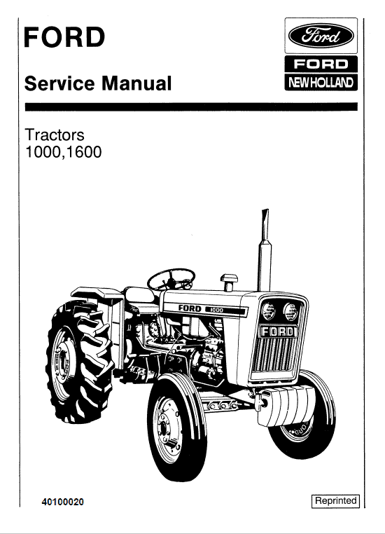 Ford 1000 and 1600 Tractors Service Manual Workshop Guide