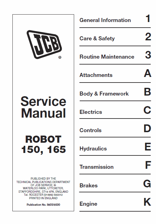 JCB 150, 165, 165HF Skidsteer Loader Robot Service Manual Workshop Guide