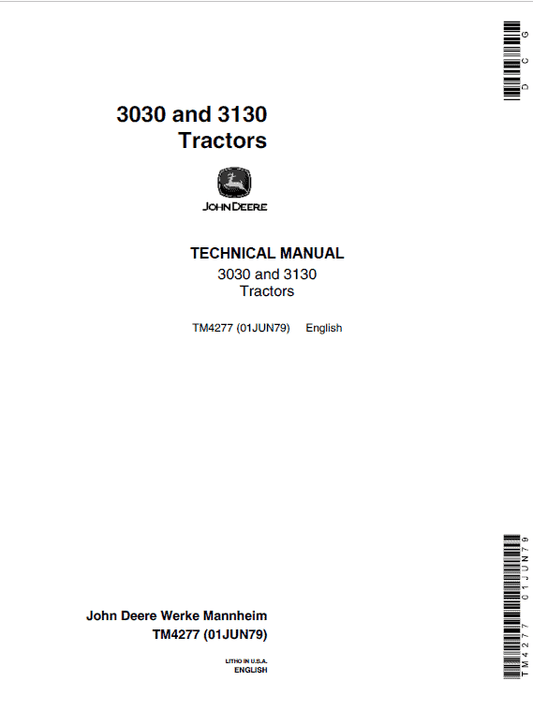 John Deere 3030, 3130 Tractors Repair Technical Manual Workshop Guide
