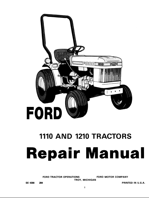 Ford 1110 and 1210 Tractor Service Manual Workshop Guide