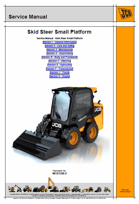 JCB 135, 135HD, 155, 155HD, 175, 190, 205, 150T, 190T, 205T Skidsteer Loader Repair Manual Workshop Guide