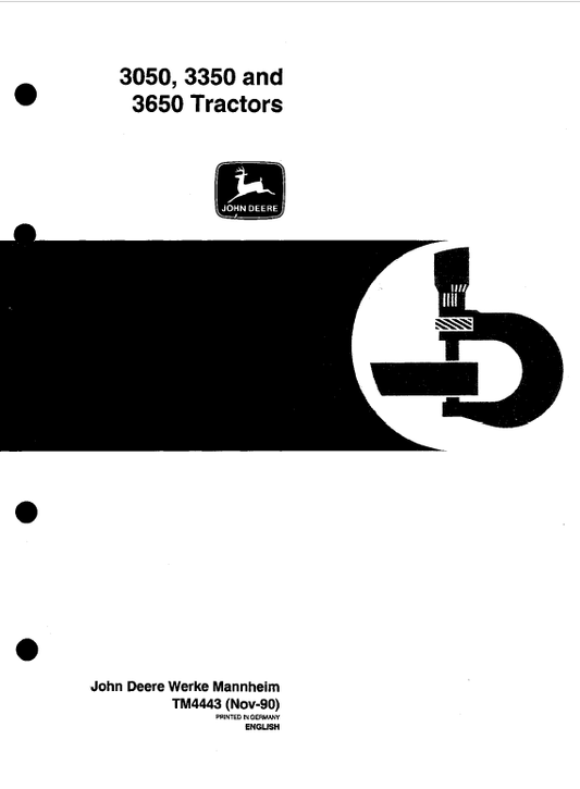 John Deere 3050, 3350, 3650 Tractors Repair Technical Manual Workshop Guide