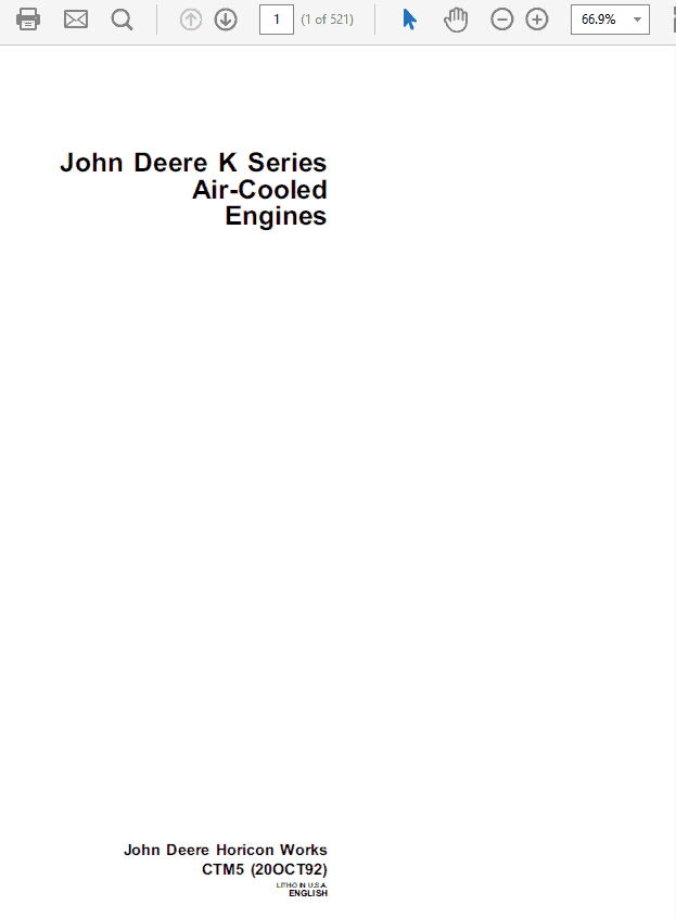 John Deere K Series Air Cooled & Liquid Cooled Engines Manual (CTM5 and CTM39) Workshop Guide