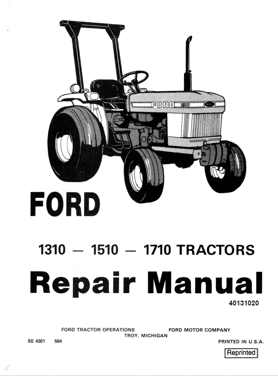Ford 1310, 1510 and 1710 Tractors Service Manual Workshop Guide