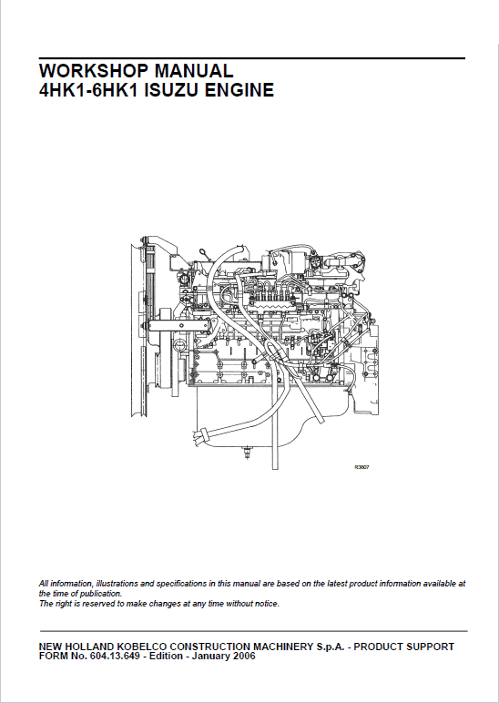Isuzu 4HK1 Engine Repair Service Manual Workshop Guide