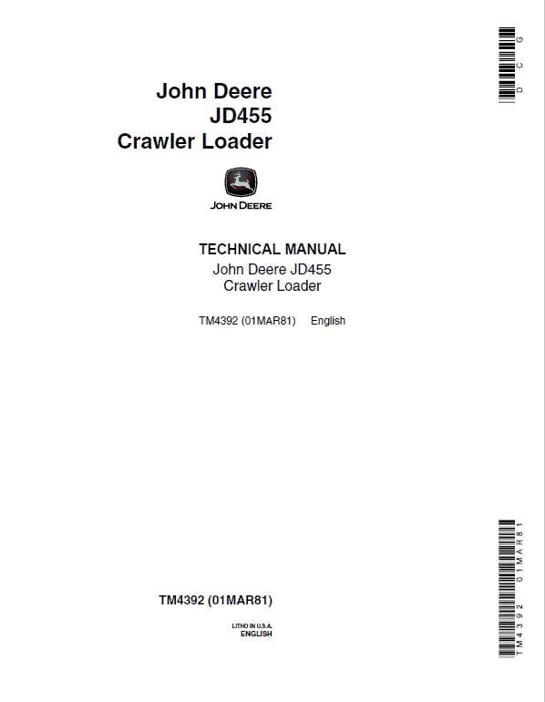 John Deere 455 Crawler Loader Repair Technical Manual (TM4392) Workshop Guide