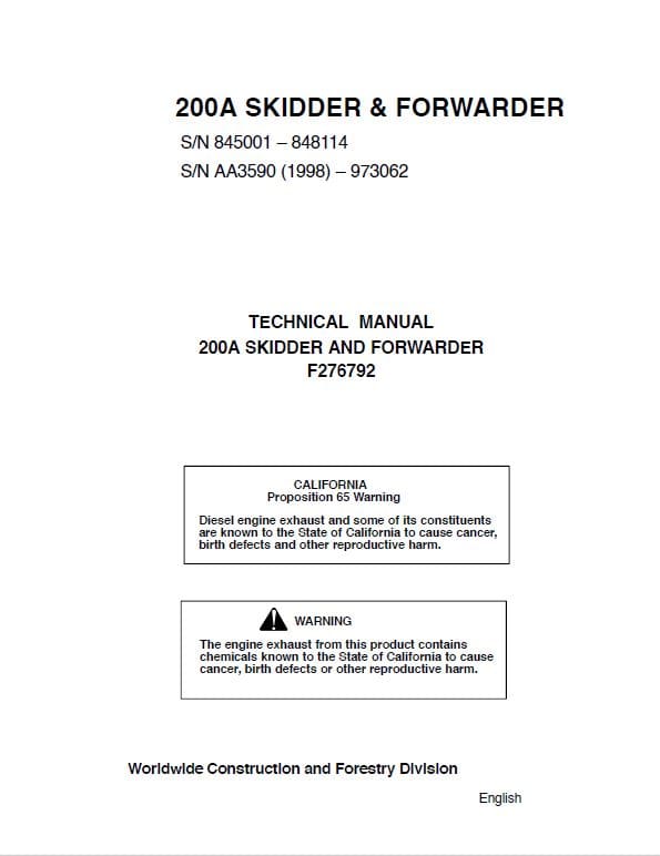 Timberjack 225, 230, 240 Skidder Forwarder Repair Technical Manual Workshop Guide
