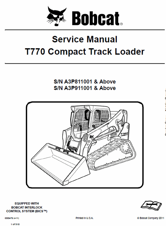 Bobcat T770 Loader Service Manual Workshop Guide