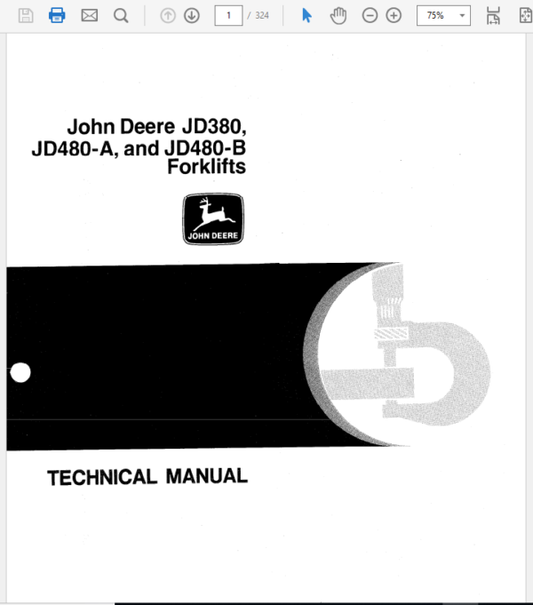 John Deere 380, 480A, 480B Forklift Technical Manual (TM1060) Workshop Guide