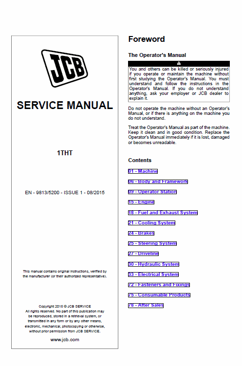 JCB 1THT Site Dumper Thwaites Service Manual Workshop Guide