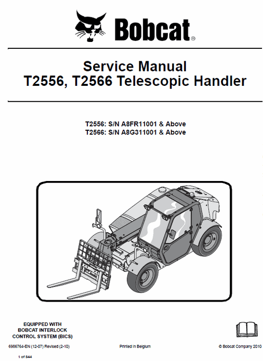 Bobcat T2556 and T2566 Telescopic Handler Service Manual Workshop Guide