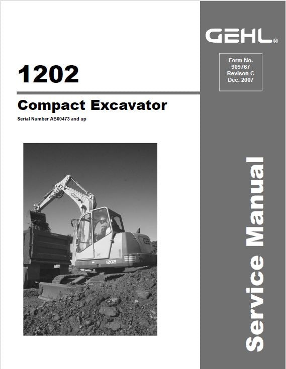 Gehl GE 1202 Crawler Excavator Repair Service Manual Workshop Guide