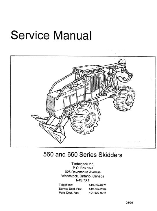 Timberjack 560, 660 Skidder Service Repair Manual Workshop Guide