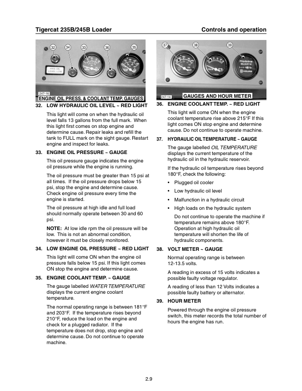 Tigercat 235B, 245B Loader Operators Manual