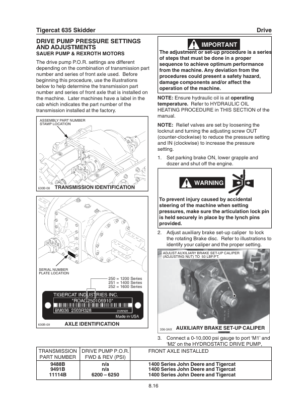 Tigercat C640 Skidder Repair Service Manual (6401001 – 6401499)
