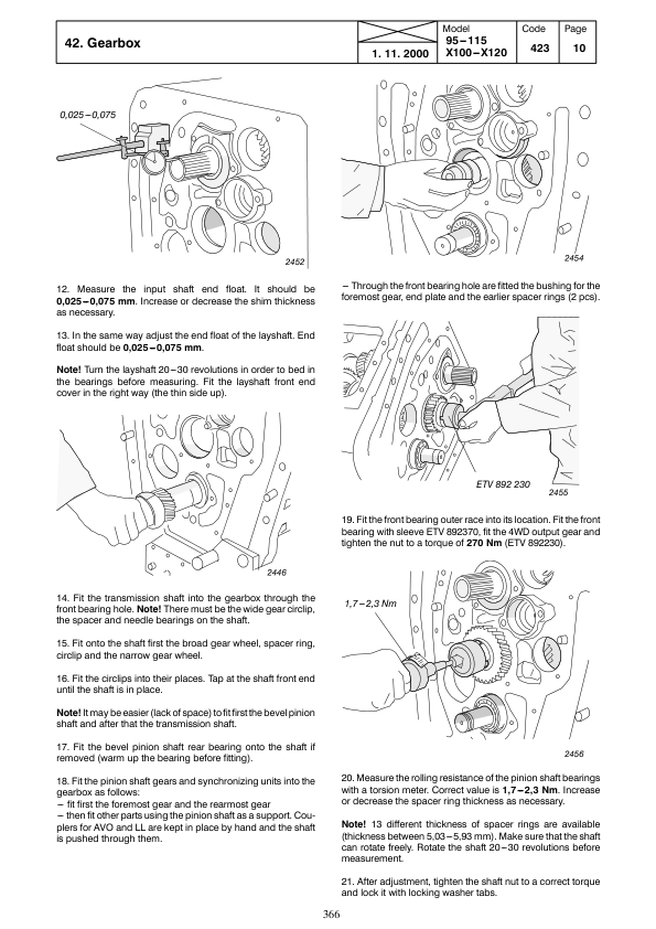Valtra 95, 105, 115, X100, X110, X120 Tractors Repair Manual