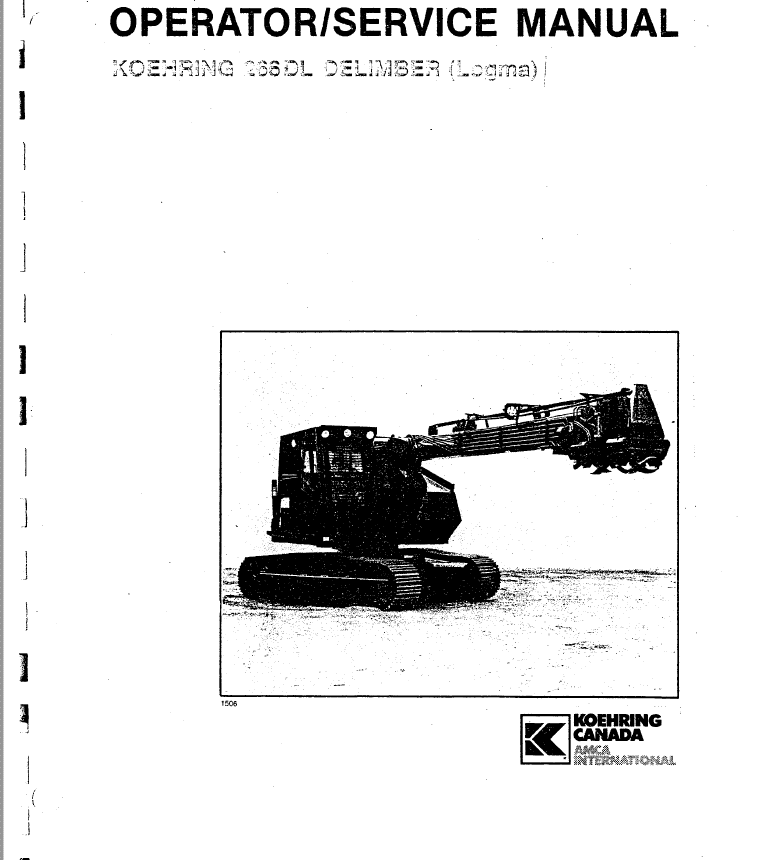 Koekring Waterous 266 DL Delimber Service Repair Manual (SN 51601 and Up) Workshop Guide