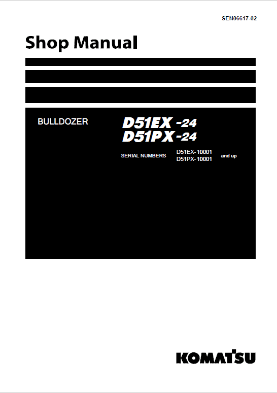 Komatsu D51EX-24, D51PX-24 Dozer Service Manual Workshop Guide