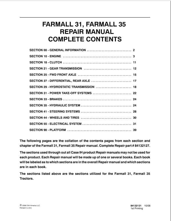 Case Farmall 31, 35 Tractor Service Manual Workshop Guide