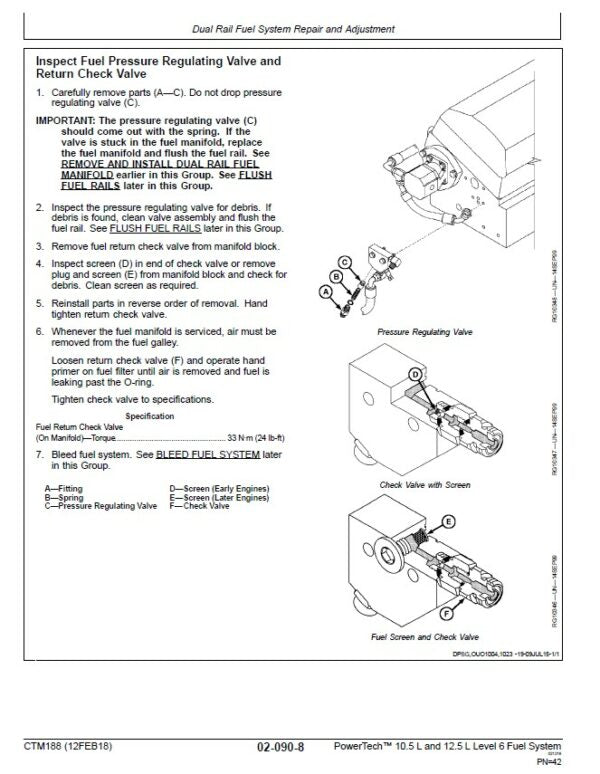John Deere PowerTech 10.5L, 12.5L Diesel Engines Level 6 Lucas Electronic Fuel Systems Repair Manual (CTM188) Workshop Guide