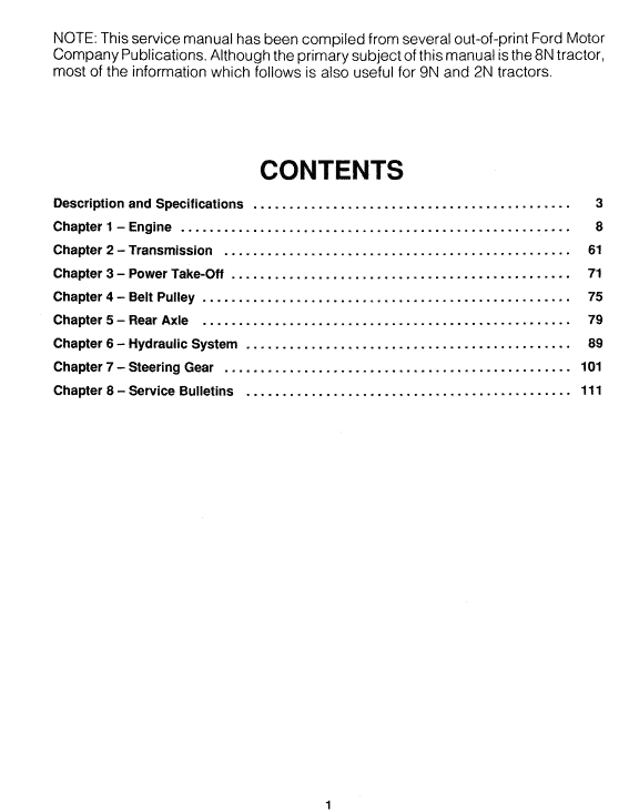 Ford 2N, 8N, 9N Tractor Service Manual Workshop Guide