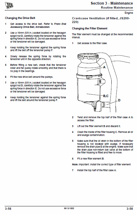 JCB JS115, JS130, JS145, JS160, JS180, JS200, JS210, JS220 Excavator Manual Workshop Guide