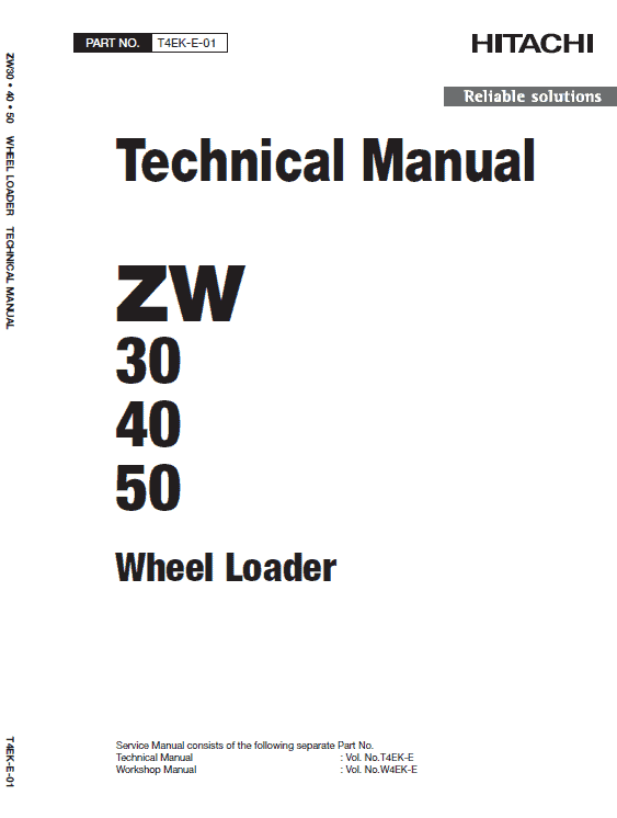 Hitachi ZW30, ZW40, ZW50 Wheel Loader Service Repair Manual Workshop Guide