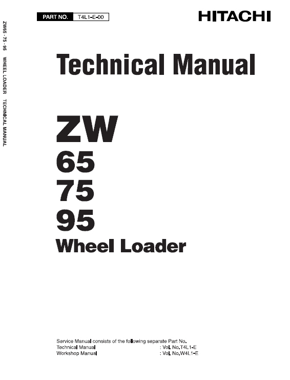 Hitachi ZW65, ZW75, ZW95 Wheel Loader Service Repair Manual Workshop Guide