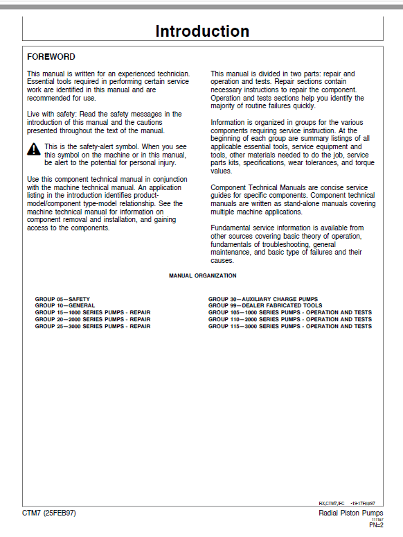 John Deere Radial Piston Pumps Component Technical Manual (CTM7) Workshop Guide