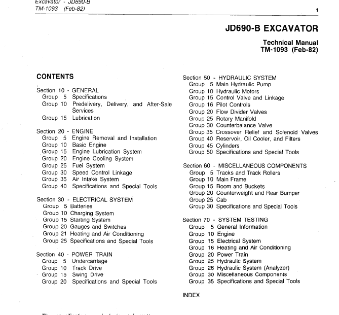 John Deere 690B Excavator Repair Technical Manual (TM1093) Workshop Guide