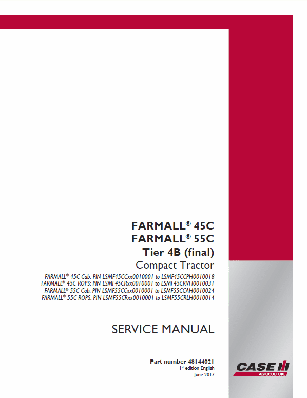 Case Farmall 45C, 55C Tractor Service Manual Workshop Guide