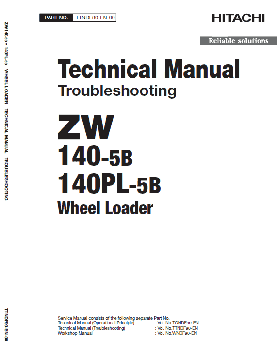 Hitachi ZW140-5B, ZW140PL-5B Wheel Loader Service Repair Manual Workshop Guide