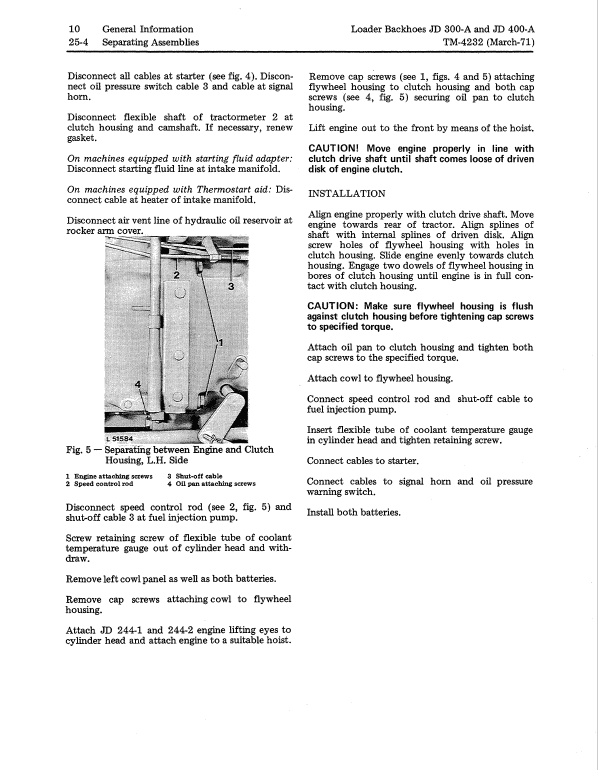 John Deere 300A, 400A Backhoe Loader Repair Technical Manual Workshop Guide