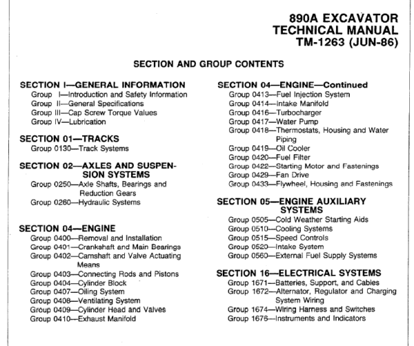 John Deere 890A Excavator Repair Technical Manual (TM1263) Workshop Guide