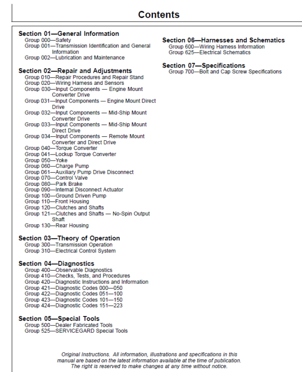 John Deere DF150, DF250 Transmissions Analog Valve Component Technical Manual (CTM159619) Workshop Guide